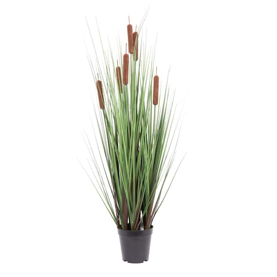 Potted Green Straight Grass &#x26; Cattails